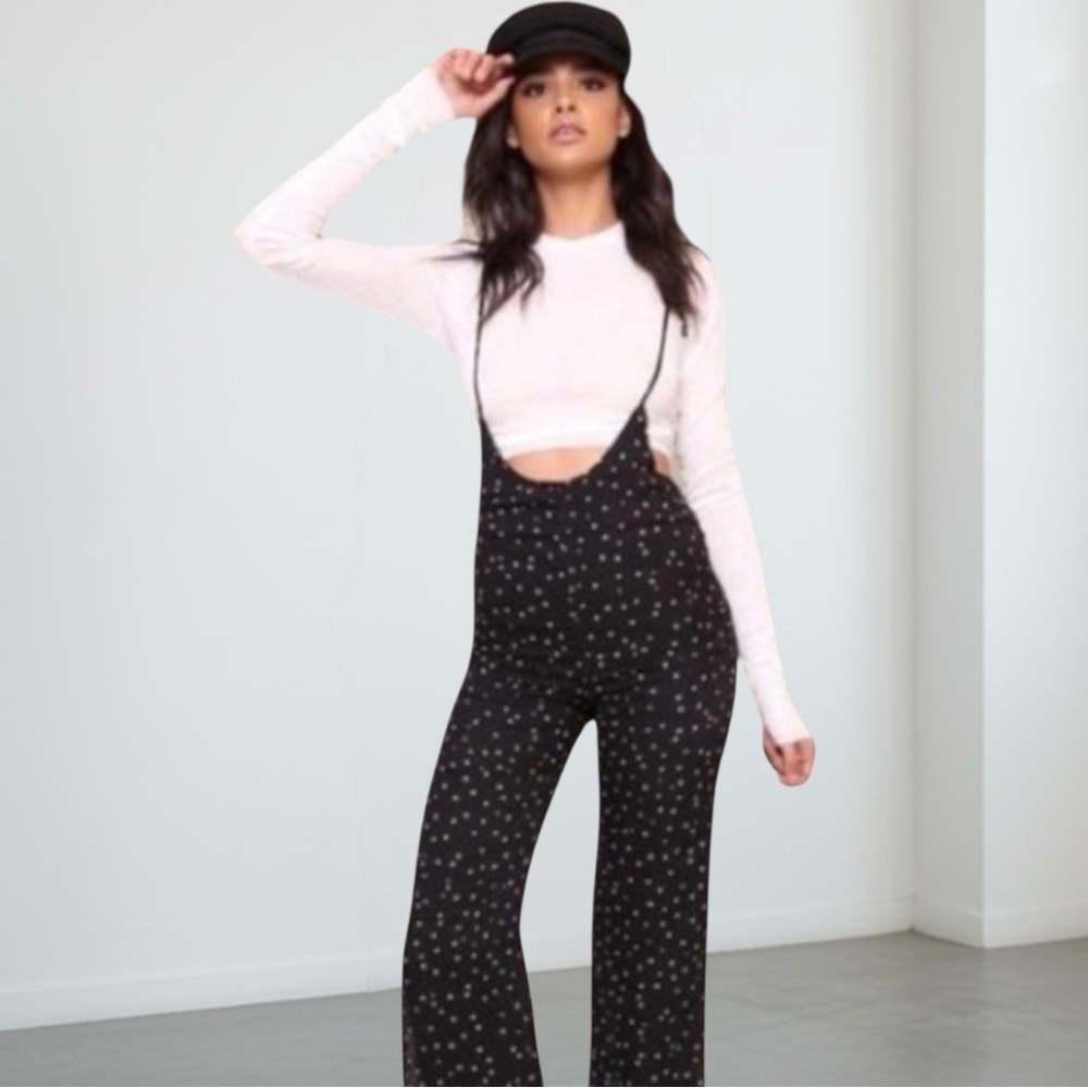 Honey Punch Black Star Print Jumpsuit - Picture 2 of 3